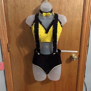 Yellow and Black Suspender and Bow Tie Dance Costume
